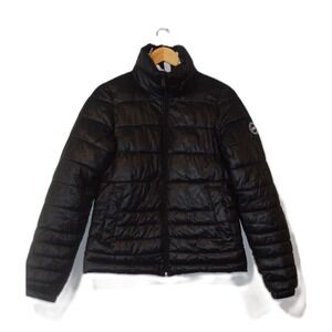 DKNY Sport Black Puffer Jacket Sorona Fill Quilted Stand Collar Women Size S